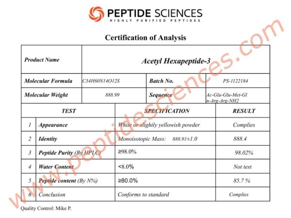 Acetyl Hexapeptide-3 (Argireline) 200mg (Topical)