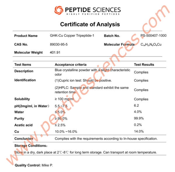 GHK-Cu 1gram (Copper Peptide) (1000mg) (Topical)