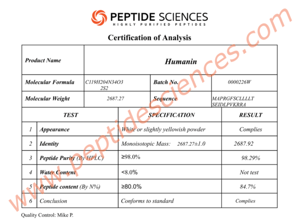 HUMANIN226COA.png Humanin 10mg