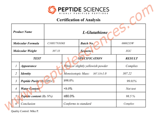 LGLUT235COA.png L-Glutathione 600mg