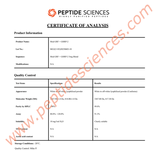MG260310COA.png Mod GRF, GHRP-2 10mg (Blend)