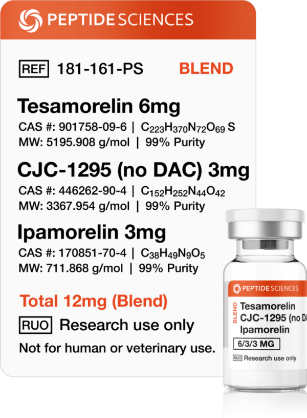 Tesamorelin, CJC-1295 (No DAC), Ipamorelin 12mg (Blend)
